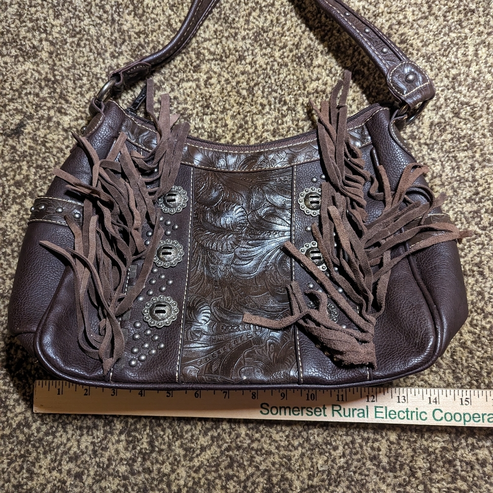 Montana West western fringe brown shoulder bag - Picture 2 of 10